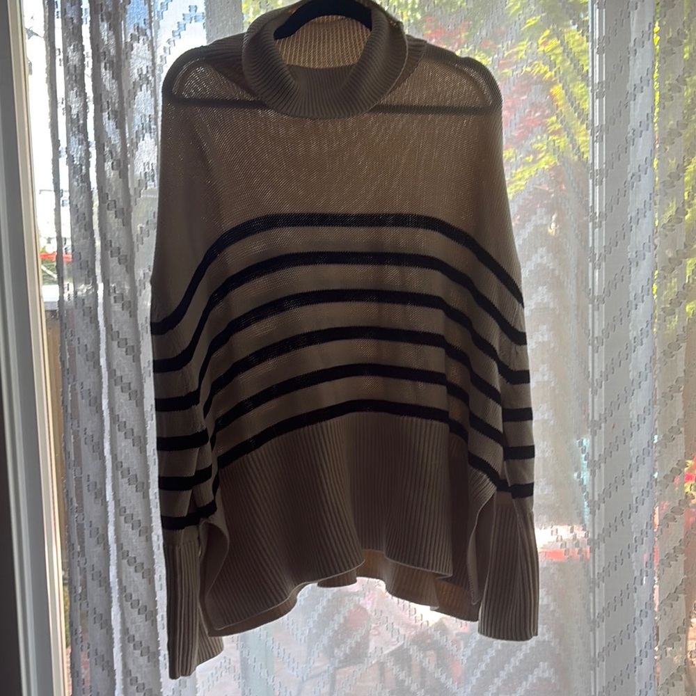GAP Cream and Black Cowl Neck Sweater
